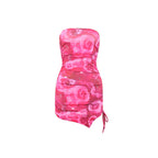 Summer Sexy Women Tube Top Printed Slim Hip Bag Split Short Dress Bella Mia