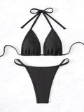 Split Swimsuit Simple Type Sexy Lace up Bikini Triangle Bag Ornament Women Bella Mia