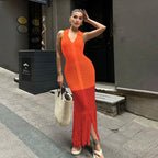 Summer Sexy Hollow Out Cutout out See through Maxi Dress Polo Collar Dress Women Clothing Bella Mia