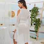 Chiffon Kimono Blouse Sexy See-through Drawstring Lace Dress Bella Mia