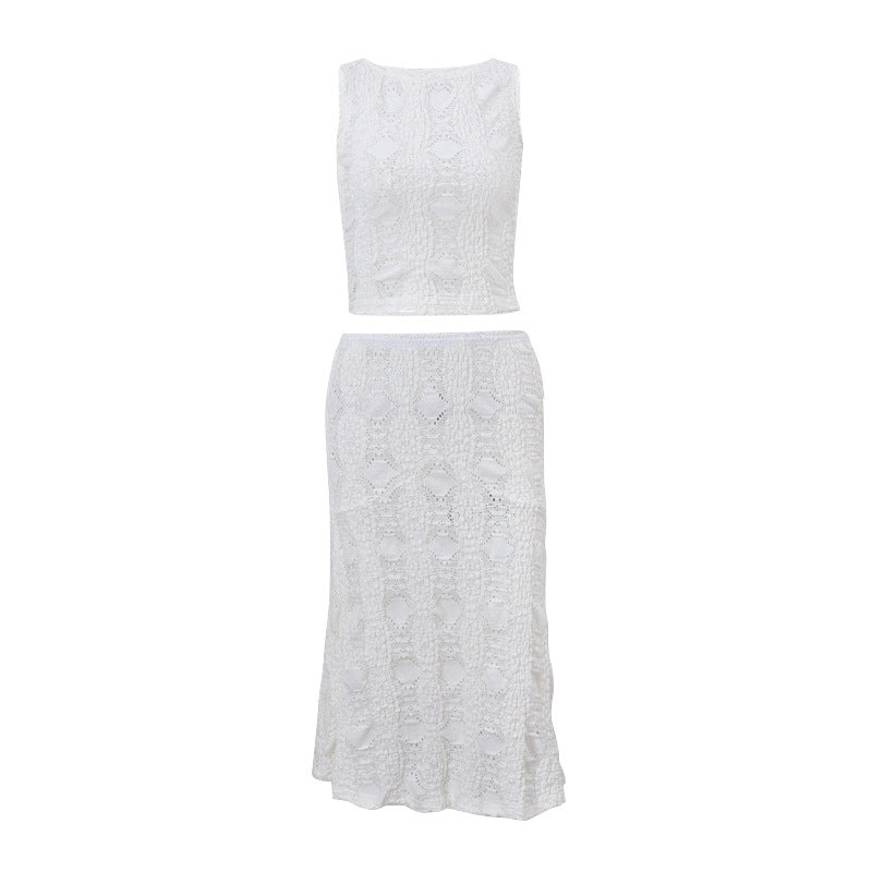 Summer Casual Sexy Two Piece Suit O Neck Short Vest Skirt Bella Mia