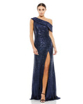 Summer Fashionable Sequ Diagonal Collar High Slit Socialite Dress (4 Colors)