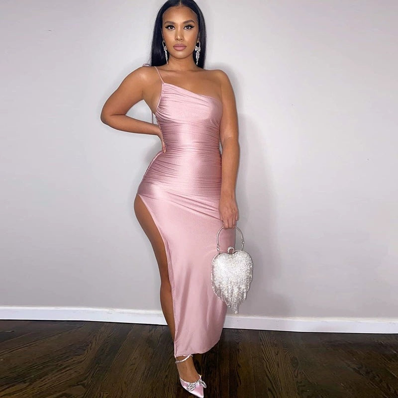 Summer Women Clothing Spaghetti Straps Corset Slit Sheath Sexy Slim Pleated Dress Bella Mia