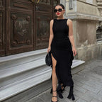 Summer round Neck Flounce Slim Fit Slit Dress Girls Bella Mia