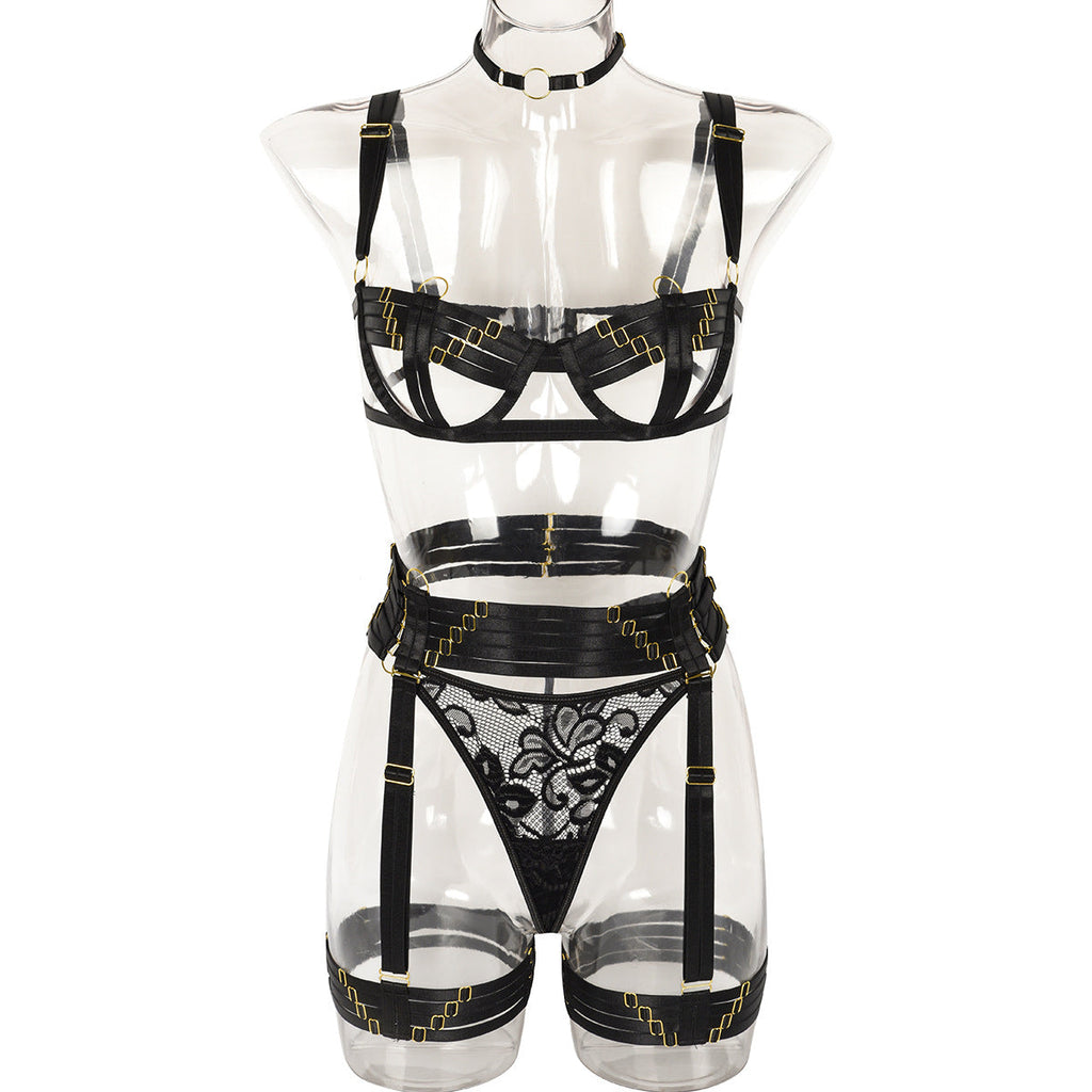 Sexy Four Piece Set Complex Heavy Craft Multi Strap Ornament Stitching Underwear Bella Mia