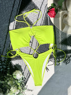 Women Double One Piece Swimsuit Solid Color Bikini Swimsuit Sexy Swimsuit Strap Bikini Bella Mia