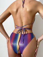 Swimsuit Women Sexy Gradient Color Bikini Three Piece Swimsuit Lace up Swimsuit Bella Mia