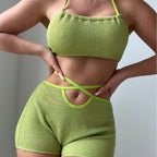 Solid Color Halter Sexy Split Swimsuit Bella Mia