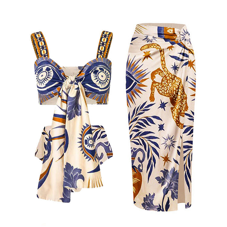 Split Bikini Lotus Sleeve High Waisted Trousers Sexy Slimming Swimsuit for Women Bella Mia