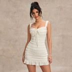 Summer Dress Sweet Elegant Wave Pattern Lace up Halterneck Slip Dress Bella Mia