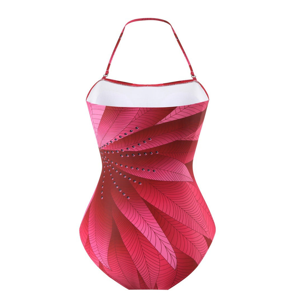Conservative Swimsuit Digital Printed Belly Covered Halter Gauze Swimsuit for Women Bella Mia
