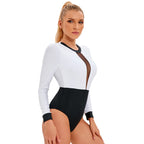Sports Long Sleeve Surfing Women Sun Protection Sexy Mesh Backless One Piece Swimsuit Bella Mia