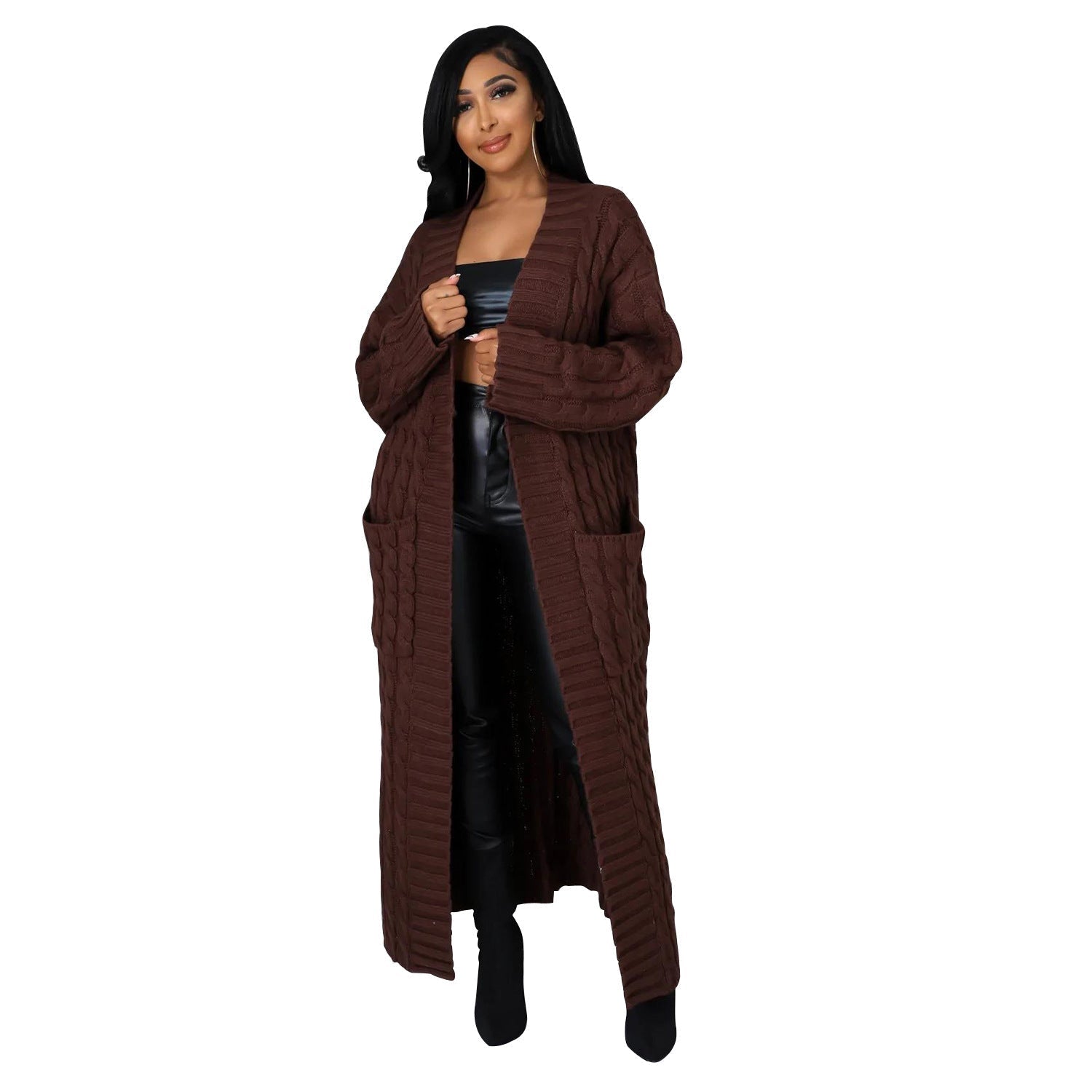Autumn Winter Women Clothing Sexy Casual Long Sleeve Long Sweater Coat Bella Mia