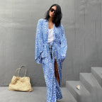 Leopard Print Long Cardigan Loose Beach Sun Protection Coat Beach Cover Up Swimsuit Outwear Women Bella Mia