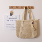 Women Solid Color Woven Bag Large Capacity Shoulder Straw Bag Vacation Beach Bag Women Bag Bella Mia