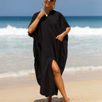 Cotton Shirt Sun Protection Cardigan Beach Cover Up Vacation Maxi Dress Bikini Swimsuit Outwear Bella Mia