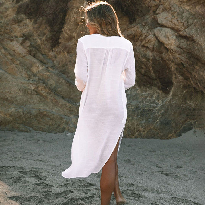 Tencel Bamboo Pullover Sun Protection Beach Jacket Seaside Vacation Bikini Cover Up Swimsuit Blouse Women Bella Mia