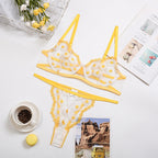 Lace Floral Border Mesh Three-Point Bra Sexy Lingerie Bella Mia