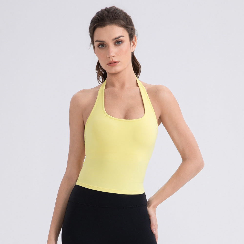Halter Yoga Vest Naked Women Sense Sports Running Vest with Chest Pad Beauty Back Sexy Sports Top Bella Mia