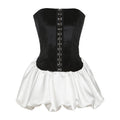 Spring Women Clothing Graceful Fashionable Contrast Color Breasted Sexy Backless Tube Top Dress Women Bella Mia