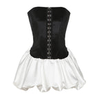 Spring Women Clothing Graceful Fashionable Contrast Color Breasted Sexy Backless Tube Top Dress Women Bella Mia