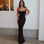 Women Clothing Summer Arrival Sexy Backless Spaghetti Straps Maxi Dress Solid Color Slim Fit Dress Women Bella Mia