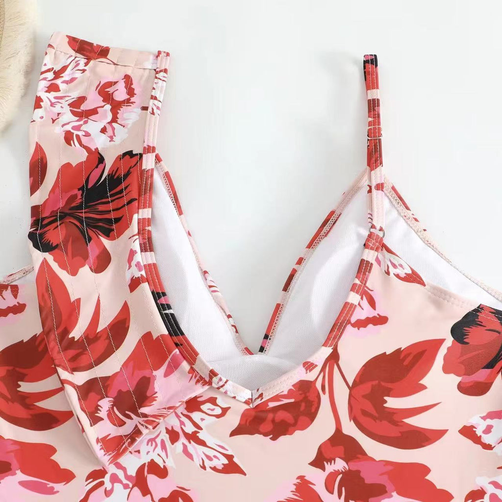 Bikini Two Piece Swimsuit Women Digital Printing Ruffled Bikini