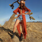 Knitted Tassel Beach Cover up Sexy Hollow Out Cutout Cardigan Vacation Robe Bikini Cover Bella Mia