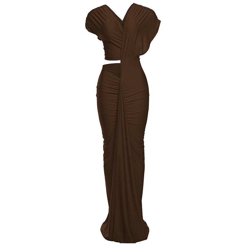 Winter Sexy Slim Fit Cropped Split Dress Solid Color Skinny Sheath Dress Bella Mia