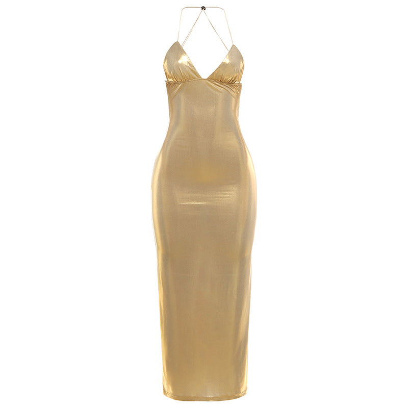 Autumn Winter Women Clothing Trend Sexy Halter V neck Slim Butterfly Dress for Women