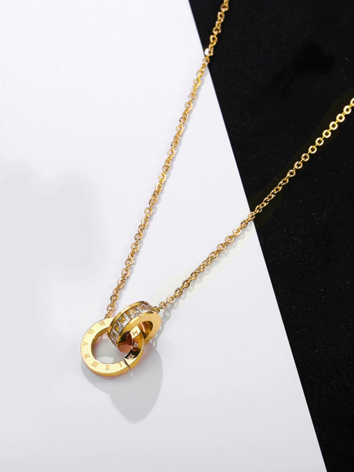 Roman Numerals Titanium Steel Rose Gold Ornament Necklace Luxlife Brands