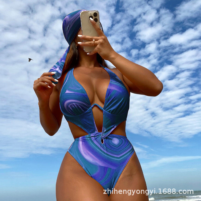Women One Piece Swimming Two Piece Sets Sexy Steel Bracket Gather Backless Bikini Bella Mia