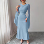 Spring Stitching Mesh Large Swing Sleeves Sexy Slim Fit Fishtail Dress Bella Mia
