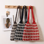 Summer Straw Woven Bag With Lace Up Pattern Suitable For Women Beach Vacation Beach Bag Bella Mia