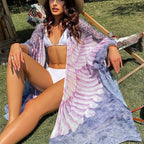 Beach Cover Up Wings Printing Wing Loose Long Long Sleeve Knitted Cardigan Sunscreen Beach Cover Up Bella Mia