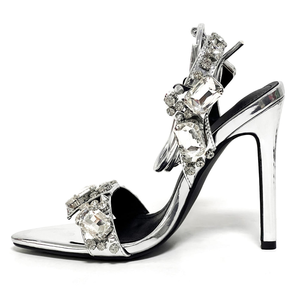 11cm Pointed Gold Rivet Rhinestone Stiletto Heels Summer Sandals Shoes Bella Mia