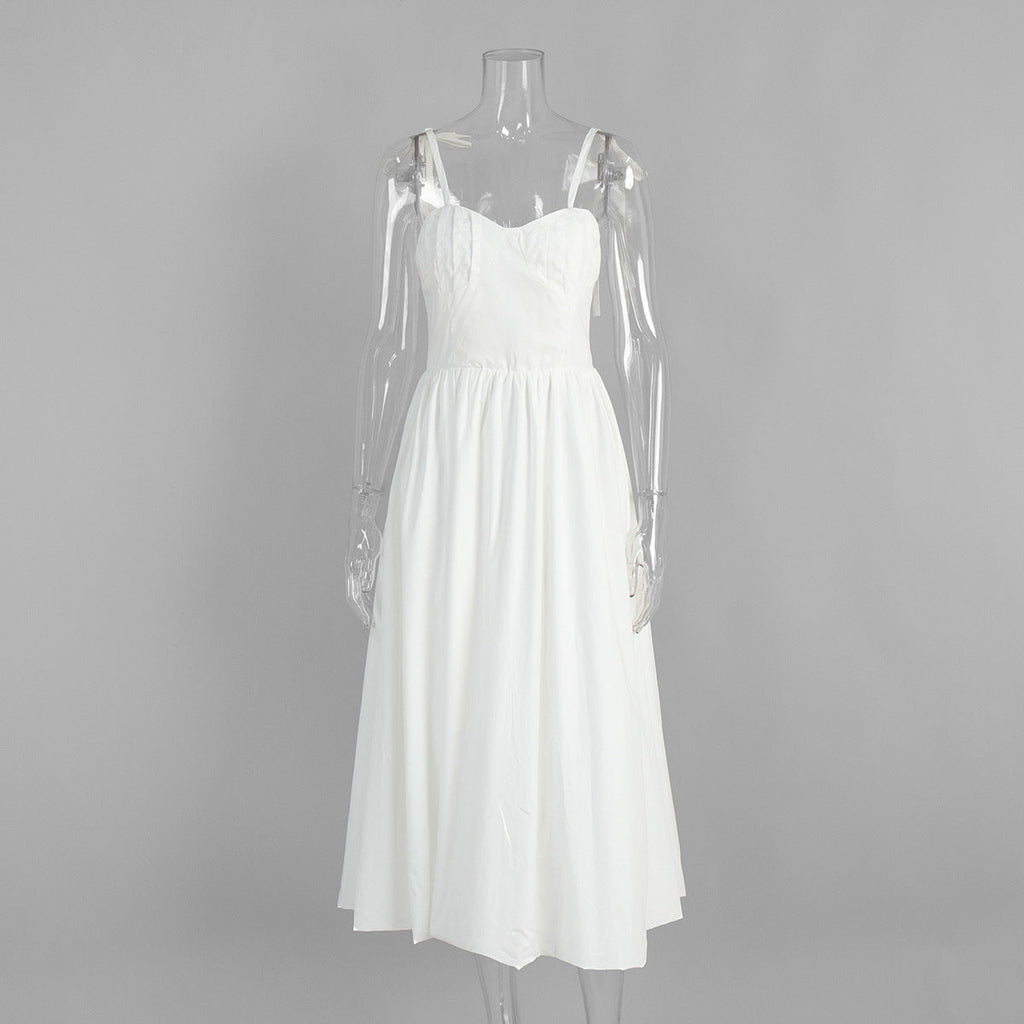 Cotton Sling Balloon Dress Summer Tight Waist Bubble Swing Dress Pure Cotton Dress Women Bella Mia