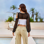Summer Beach Women Solid Color Sexy Knitted Hollow Out Cutout Bikini Swimsuit Sun Protection Outer Wear Bella Mia