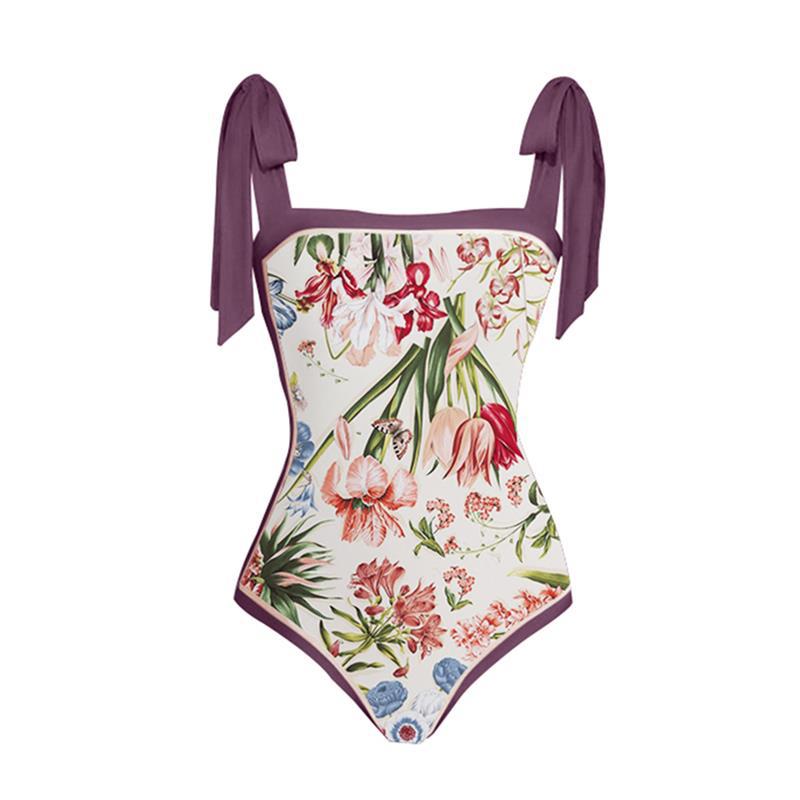 Printed Conservative Hiding Slimming Mesh Beach Dress Women One Piece Two Piece Suit Swimsuit Bella Mia