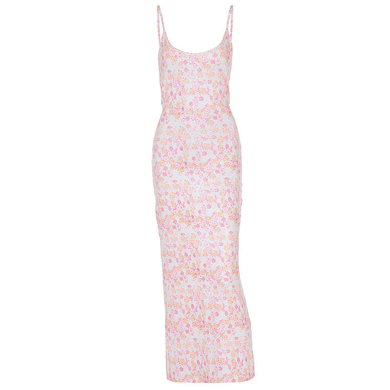 Spring Autumn Slim Fit Sexy Backless Sleeveless Printed Younger Women Clothing Cami Dress Bella Mia