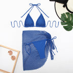 Swimsuit Women Solid Color Split Mesh Swimsuit Three Piece Sets Bikini Swimsuit Bella Mia
