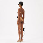 Gold Handmade Floral Halter Hollow Out Cutout out Swimsuit Women Bella Mia