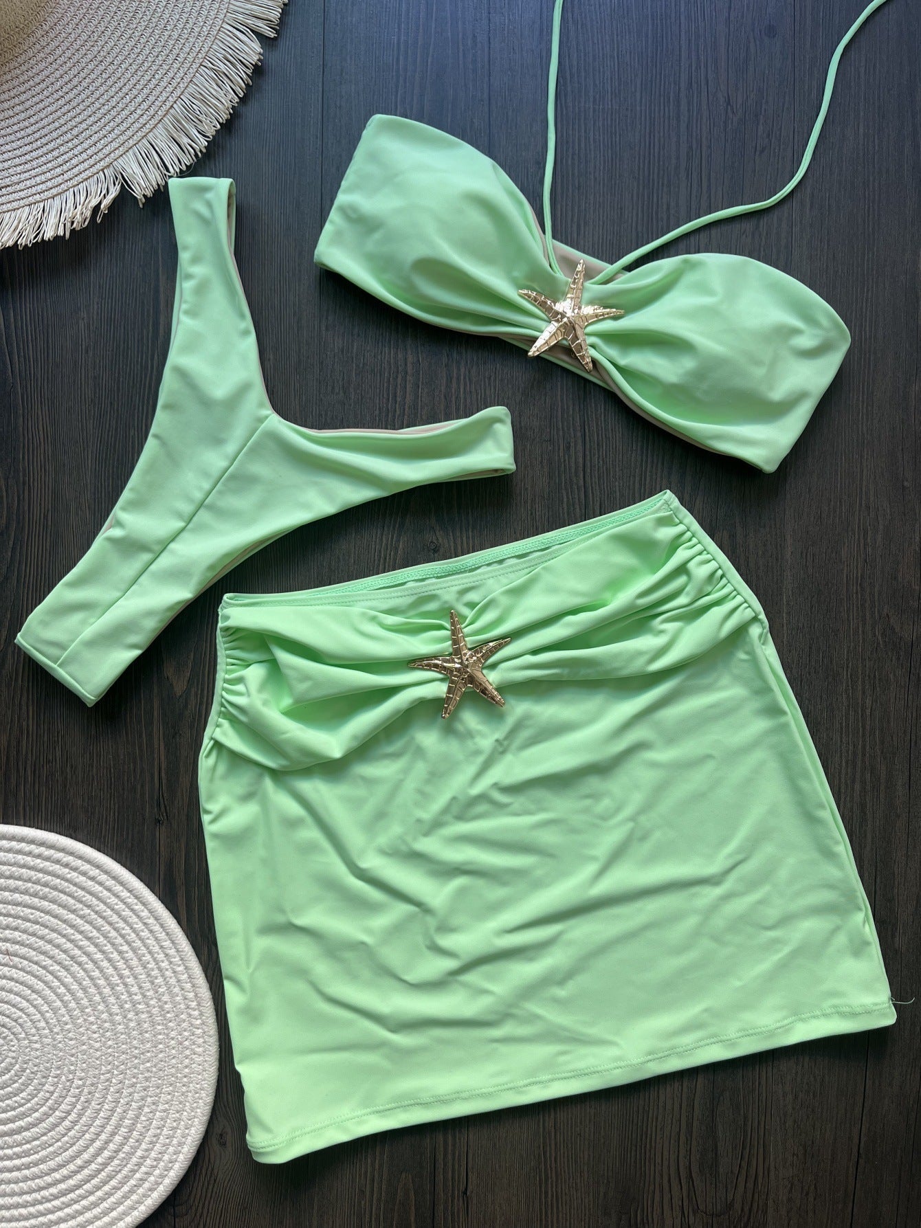 Sling Three Piece Sets Bikini Sexy Bikini Solid Color Split Swimsuit Bikini Bella Mia