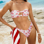 Summer Tube Top Split Swimsuit Printed Lips Women Summer Beach Swimsuit Bella Mia