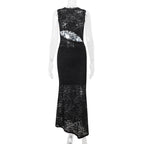 Women Clothing Summer Sexy Lace Hollow Out Cutout Top See through Hip Skirt Set Women Bella Mia