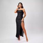 Sequin Formal Dress Autumn Winter Women Sexy Sleeveless Split Dress Bella Mia