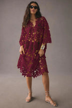 Casual Loose Beach Vacation Blouse Lace Shirt Bella Mia