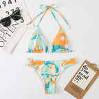 Women Split Sexy Digital Printing Lace up Bikini Swimsuit Swimwear Beach Swimwear Bella Mia