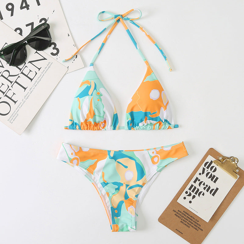 Women Split Sexy Digital Printing Lace up Bikini Swimsuit Swimwear Beach Swimwear Bella Mia