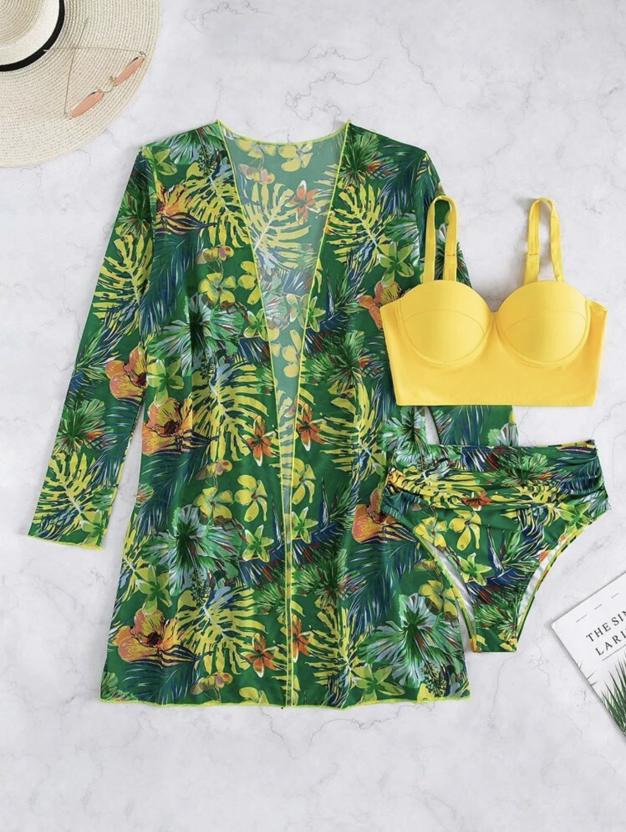 Sexy Mesh Bikini Three Piece Push up Split Printed Swimsuit for Women Bella Mia